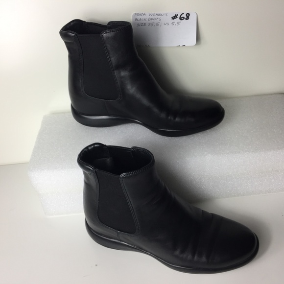 PRADA WOMEN'S BLACK BOOTS SIZE 35.5 US 5.5 - Picture 15 of 16
